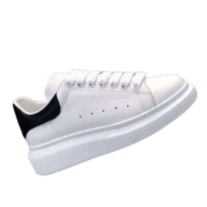 White trendy sneaker with black accent for stylish casual footwear.