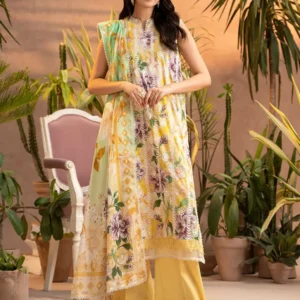Pakistani Gullbano by Gull Jee Premium Embroidered Lawn Three Piece Unstitched Suit- Baby Yellow
