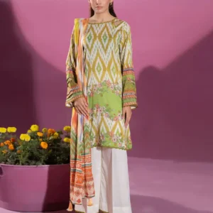 Pakistani Binaas Ciel Digital Printed Unstitched Three Piece - Lime Green
