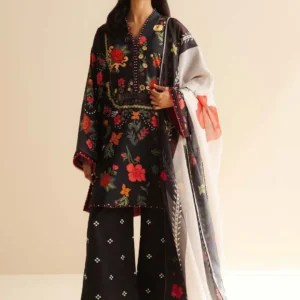 Pakistani Coco Print by Zara Shahjahan Unstitched Three Piece- Jet Black