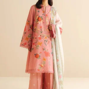 Pakistani Coco Print by Zara Shahjahan Unstitched Three Piece - Pink Hue