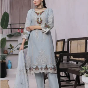 Pakistani Dastaan By Bin Khalid - Piece Unstitched Three Piece- Silver