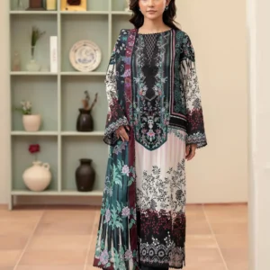 Pakistani Morja by Gulljee Three Piece Unstitched Lawn - Black Motif