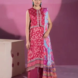 Pakistani Binaas Ciel Digital Printed Unstitched Three Piece- Red x Blue hue