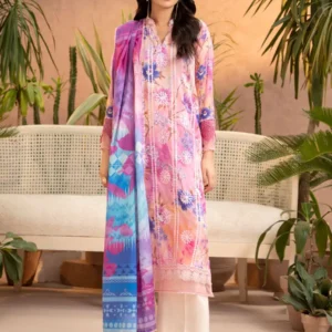 Pakistani Gullbano by Gull Jee Embroidered Lawn Three Piece Unstitched Suit- Pink