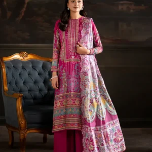 Pakistani Sorrel by Gull Jee Premium Digital Printed Embroidered Unstitched Three Piece Suit- Magenta