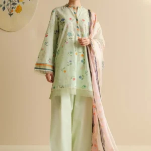 Pakistani Coco Print by Zara Shahjahan Unstitched Three Piece - Green x Pink