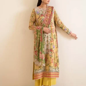 Pakistani Hania by Binaas Lawn Three Piece Unstitched Suit- Yellow