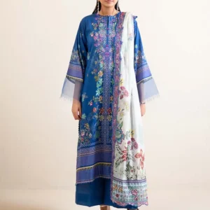 Pakistani Hania by Binaas Unstitched Three Piece-Blue