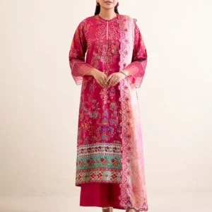 Pakistani Hania by Binaas Embroidered Lawn Unstitched Three Piece-Magenta Pink