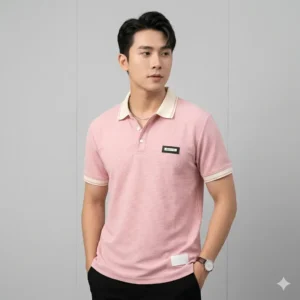 Premium Korean Style Textured White Polo T-Shirt for Men