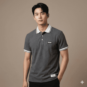 Premium Korean Style Textured White Polo T-Shirt for Men