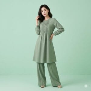 Elegant Sage Green Modest Two-Piece Set for Women