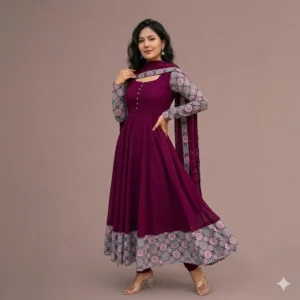 Elegant Maroon Ethnic Gown – Premium Festive Wear for Women