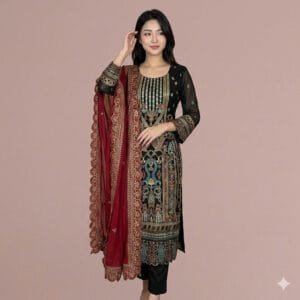 Royal Noir Embroidered Lawn Three Piece