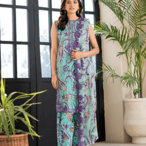 Pakistani Ziva V04 by Gulljee Unstitched Three Piece - Turqoise Blue