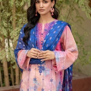 Pakistani Gullbano by Gulljee Unstitched Three Piece Lawn - Pink x Blue