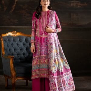 Pakistani Sorrel by Gulljee Unstitched Three Piece -Royal Pink