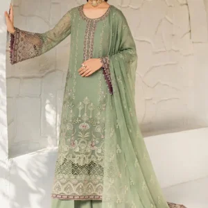 Pakistani Naqash by Safeera Unstitched Luxury Chiffon Three Piece - Lemon Grass