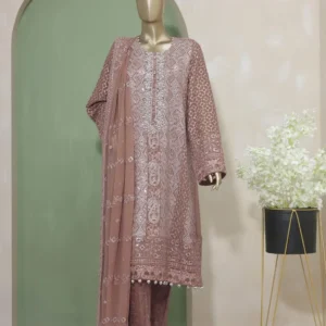 Pakistani Lavish Heavy Embroidered Unstitched Organza Three Piece - Opium