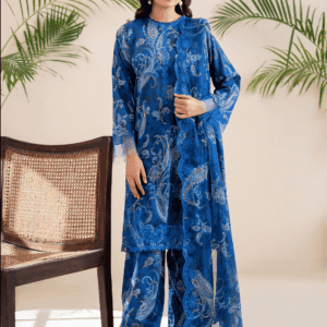 Pakistani Ziva by Gulljee Unstitched Three Piece - Blue Indigo