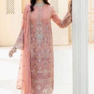 Pakistani Noor Sajni Embroidered Chiffon Unstitched Three Piece - Geraldine