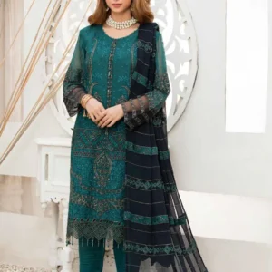 Pakistani Fepic Unstitched Luxury Chiffon Three Piece - Dark Aqua