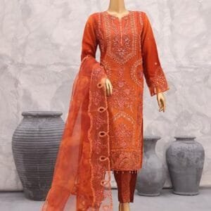Pakistani Lavish Heavy Embroidered Unstitched Chiffon Three Piece - Sinopia
