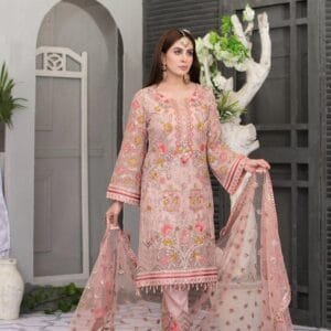 Pakistani Fepic Unstitched Luxury Chiffon Three Piece - Cavern Pink