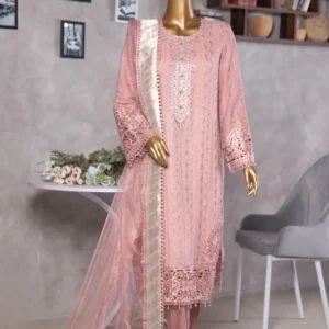 Pakistani Lavish Heavy Embroidered Unstitched Chiffon Three Piece - Blossom