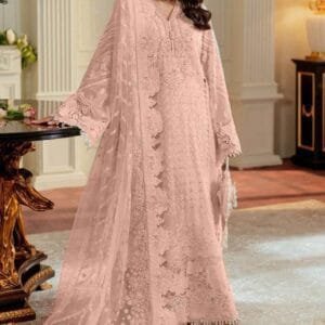 Pakistani Chantelle Unstitched Luxury Chiffon Three Piece - Pale Rose
