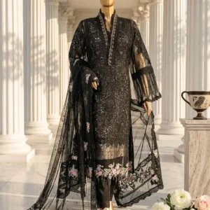 Pakistani Lavish Heavy Embroidered Unstitched Organza Three Piece - Dune