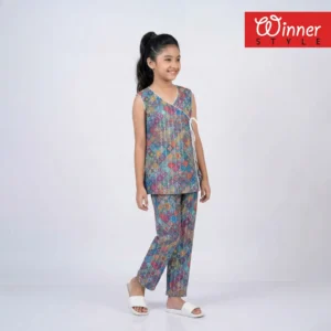 Girls Printed Sleeveless Top & Pant Co-Ord Set