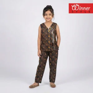 Girls Printed Sleeveless Top & Pant Co-Ord Set