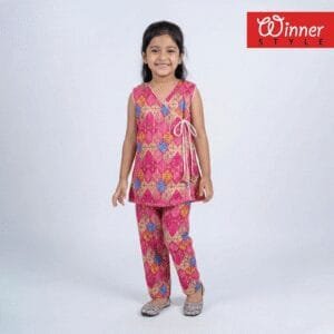 Girls Printed Sleeveless Top & Pant Co-Ord Set