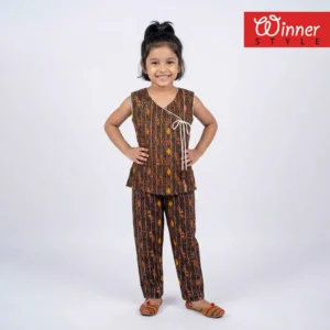 Girls Printed Sleeveless Top & Pant Co-Ord Set