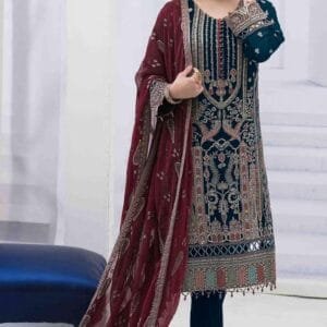 Pakistani Fepic Unstitched Luxury Chiffon Three Piece - Firefly