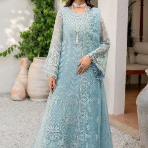 Pakistani Shareef Khanani Unstitched Luxury Chiffon Three Piece - Glacier