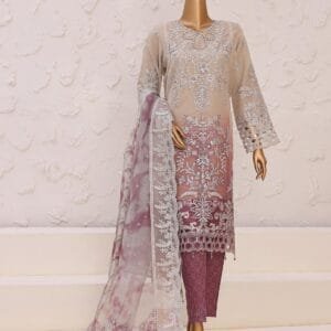 Pakistani Lavish Heavy Embroidered Unstitched Organza Three Piece - Ferra