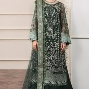 Pakistani Chantelle By Baroque Unstitched Luxury Chiffon Three Piece - Olive Haze