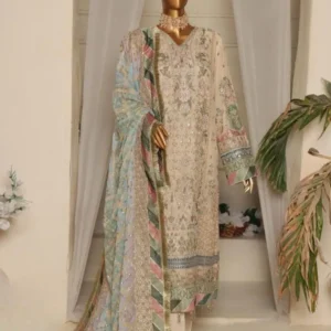 Pakistani Lavish Heavy Embroidered Unstitched Organza Three Piece - Quicksand