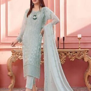 Pakistani Bin Hameed Middhat Embroidered Unstitched Chiffon Three Piece - Spring Rain