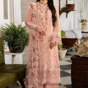 Pakistani Dastak by Ramsha Embroidered Chiffon Unstitched Three Piece - Tacao