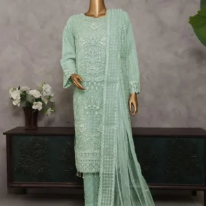 Pakistani Lavish Karchupi Worked Unstitched Organza Three Piece - Cascade
