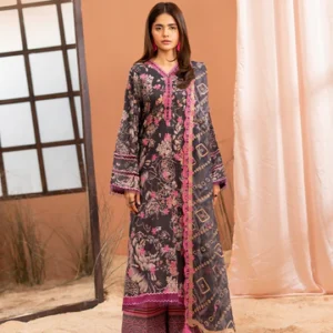 Pakistani Mishaal V3 by Gulljee Unstitched Three Piece - Charcoal Grey