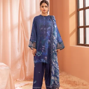 Pakistani Mishaal V3 by Gulljee Unstitched Three Piece -Sapphire Blue