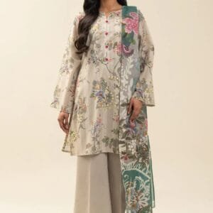 Pakistani Beechtree Lawn Unstitched Three Piece - Beige