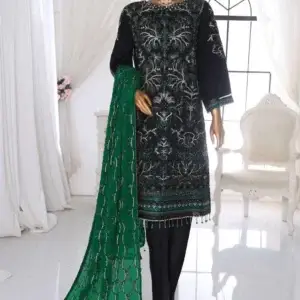 Pakistani Lavish Karchupi Worked Unstitched Chiffon Three Piece - Como