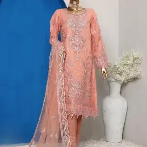 Pakistani Lavish Karchupi Worked Unstitched Organza Three Piece - Tacao