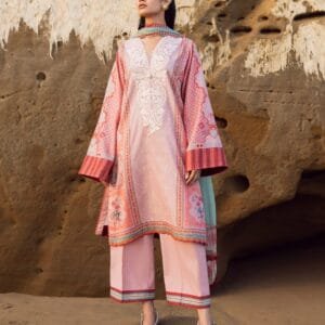 Sadaf Fawad Khan Unstitched Lawn Three Piece - Pink
